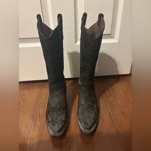 Black Embroidered Cowboy Boots